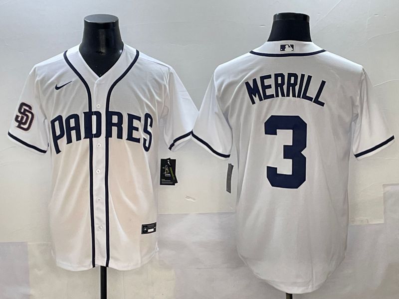 Men 2025 San Diego Padres #3 Merrill White Game Nike MLB Jersey style 3